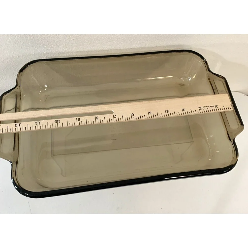 Vintage Anchor Oven Baking Dish 8x11.5x2 Inch 2 Quart Amber Casserole Pan Pyrex
